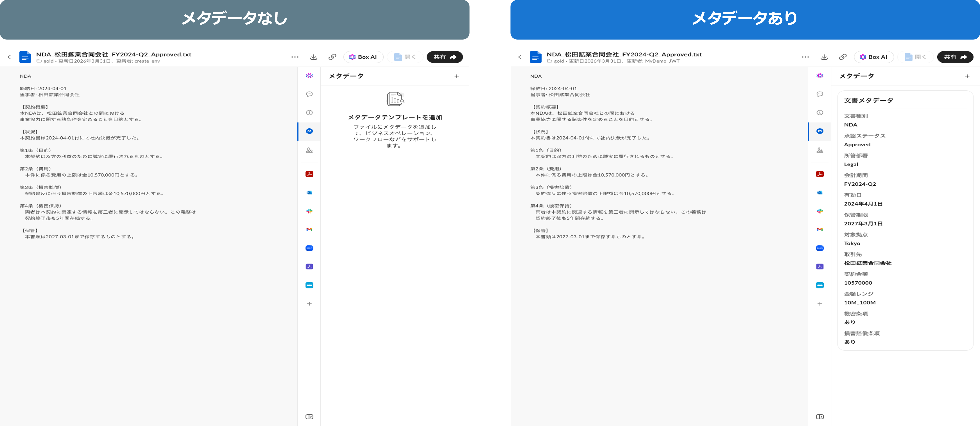 メタデータなしあり