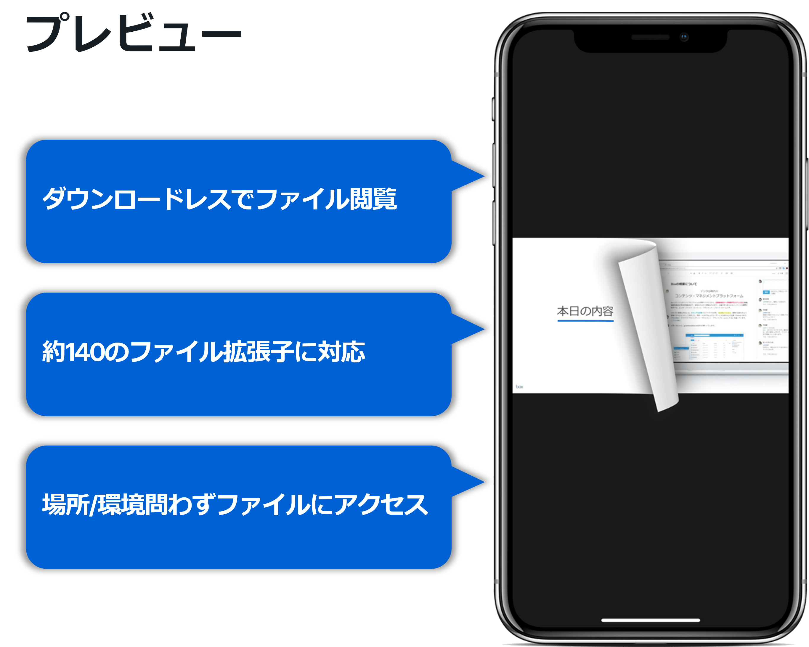 Boxなら、スマホでいつでも必要なファイルにアクセスできます